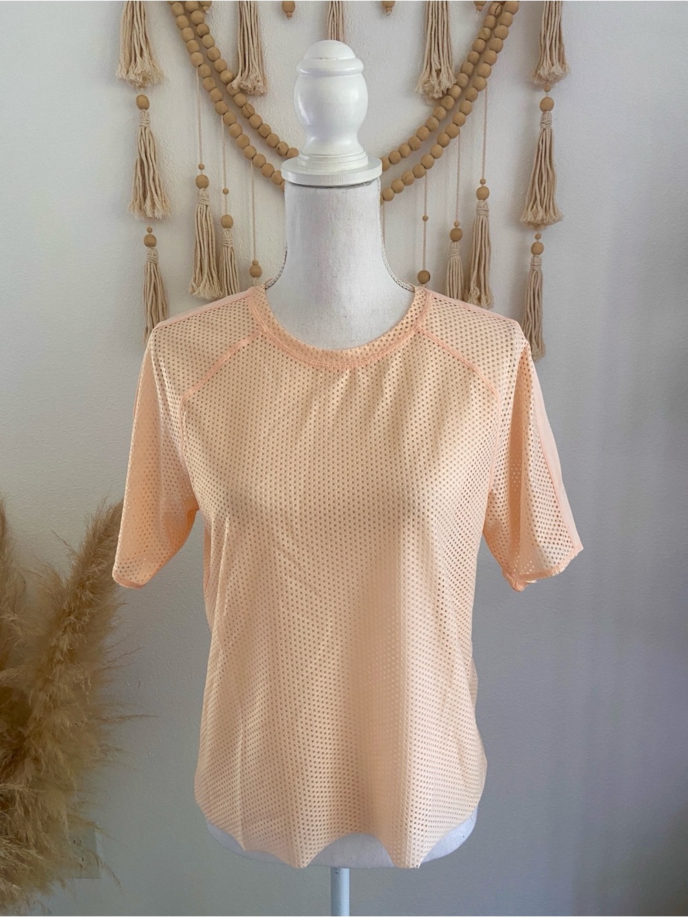 Zella peach perforated short sleeve athletic tee athleisure summer jersey small